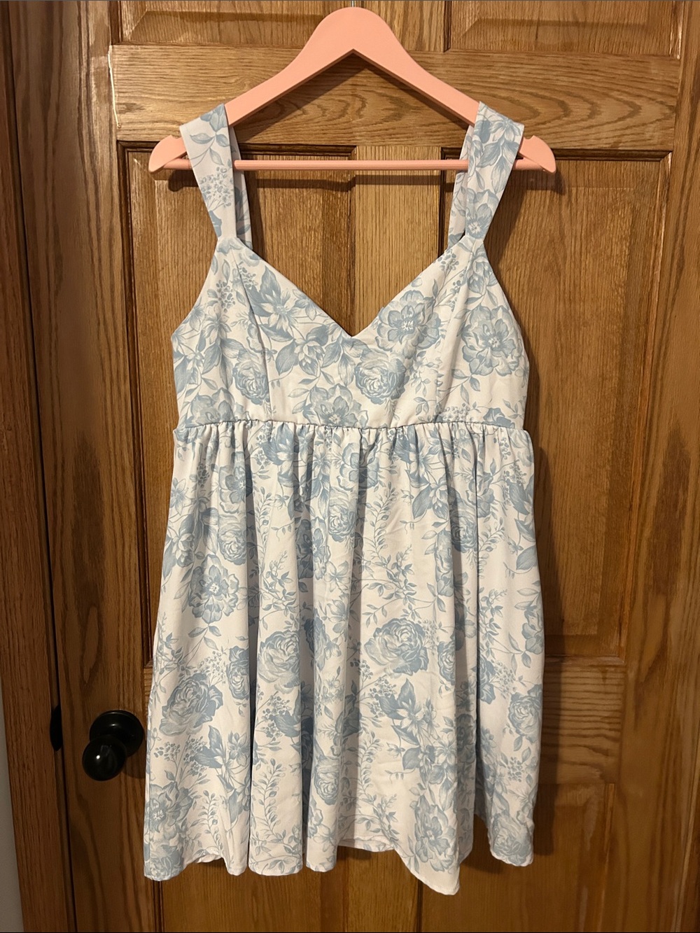 Trixxi White Mini Dress with Light Blue Floral Print